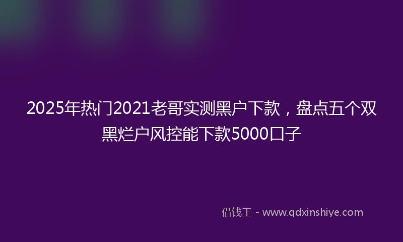 2025年热门2021老哥实测黑户下款，盘点五个双黑烂户风控能下款5000口子