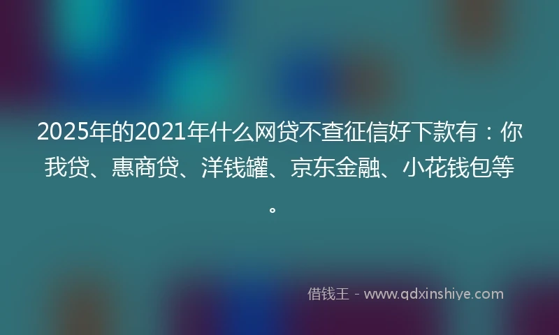 2025年的2021年什么网贷不查征信好下款有：你我贷、惠商贷、洋钱罐、京东金融、小花钱包等。