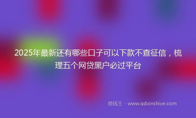 2025年最新还有哪些口子可以下款不查征信，梳理五个网贷黑户必过平台