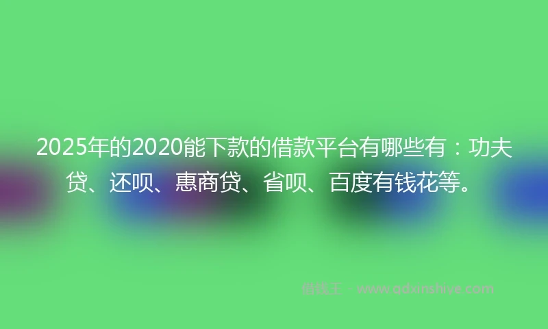 2025年的2020能下款的借款平台有哪些有：功夫贷、还呗、惠商贷、省呗、百度有钱花等。