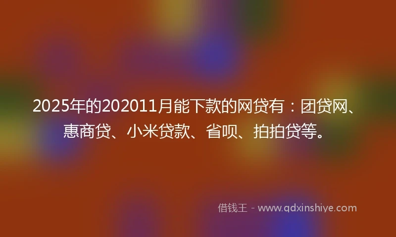 2025年的202011月能下款的网贷有：团贷网、惠商贷、小米贷款、省呗、拍拍贷等。