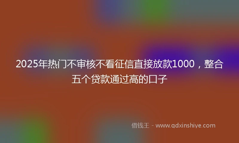 2025年热门不审核不看征信直接放款1000，整合五个贷款通过高的口子