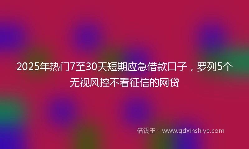 2025年热门7至30天短期应急借款口子，罗列5个无视风控不看征信的网贷