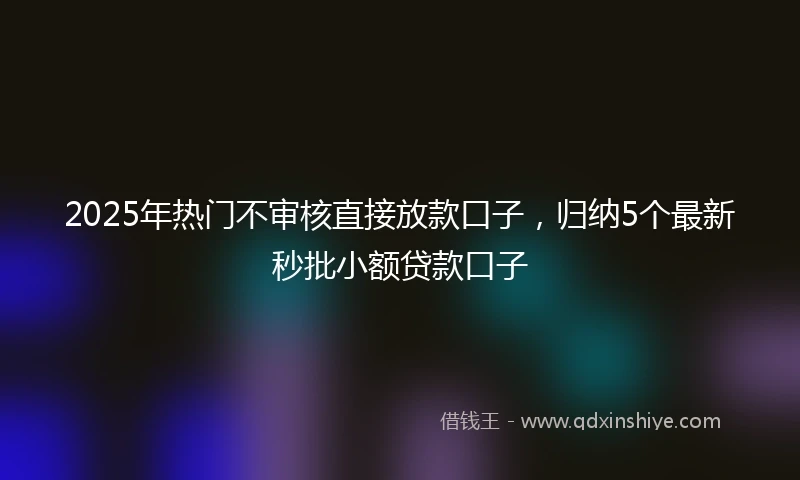 2025年热门不审核直接放款口子，归纳5个最新秒批小额贷款口子