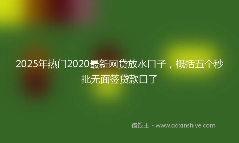 2025年热门2020最新网贷放水口子，概括五个秒批无面签贷款口子