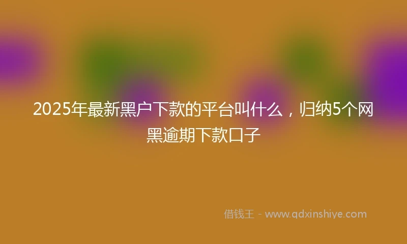 2025年最新黑户下款的平台叫什么，归纳5个网黑逾期下款口子