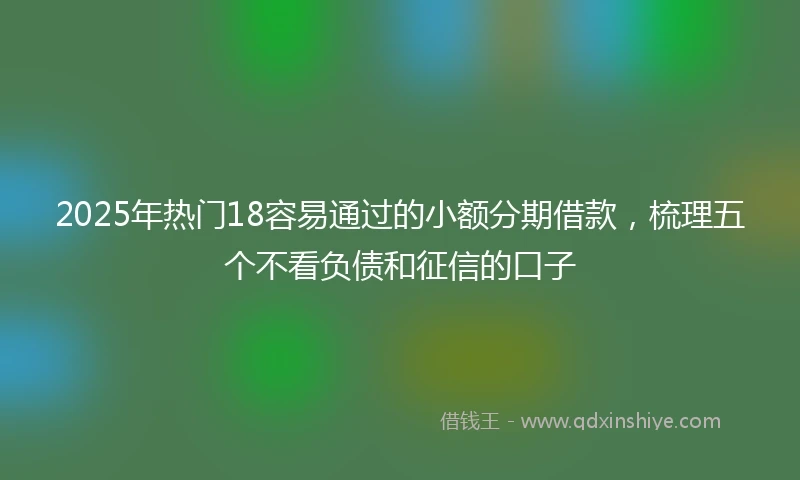 2025年热门18容易通过的小额分期借款，梳理五个不看负债和征信的口子