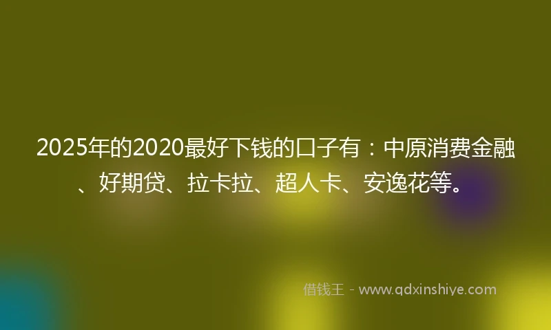 2025年的2020最好下钱的口子有：中原消费金融、好期贷、拉卡拉、超人卡、安逸花等。
