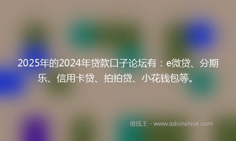 2025年的2024年贷款口子论坛有：e微贷、分期乐、信用卡贷、拍拍贷、小花钱包等。