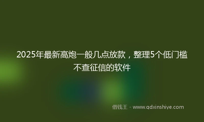 2025年最新高炮一般几点放款，整理5个低门槛不查征信的软件