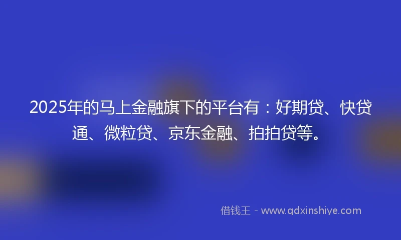 2025年的马上金融旗下的平台有：好期贷、快贷通、微粒贷、京东金融、拍拍贷等。