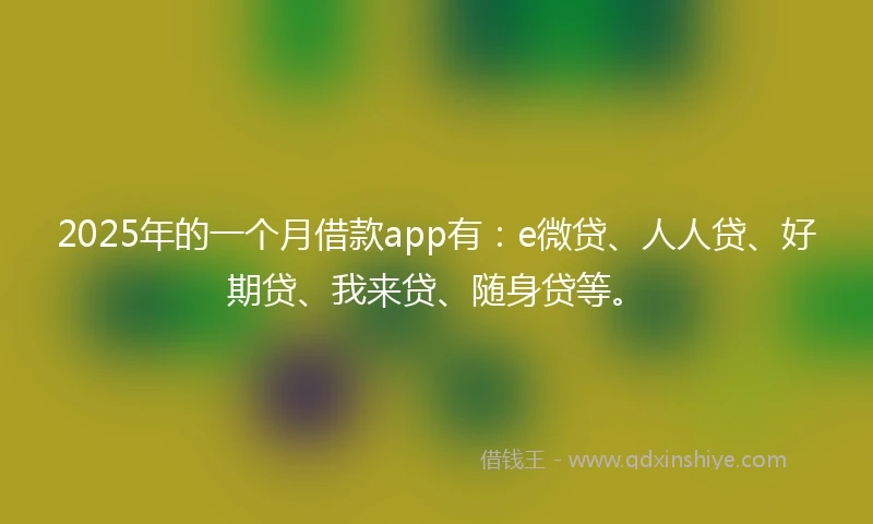 2025年的一个月借款app有：e微贷、人人贷、好期贷、我来贷、随身贷等。