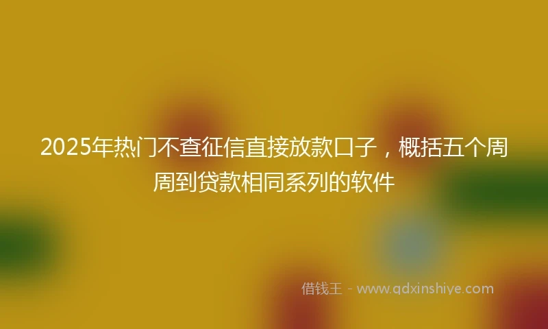 2025年热门不查征信直接放款口子，概括五个周周到贷款相同系列的软件