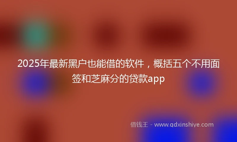 2025年最新黑户也能借的软件，概括五个不用面签和芝麻分的贷款app