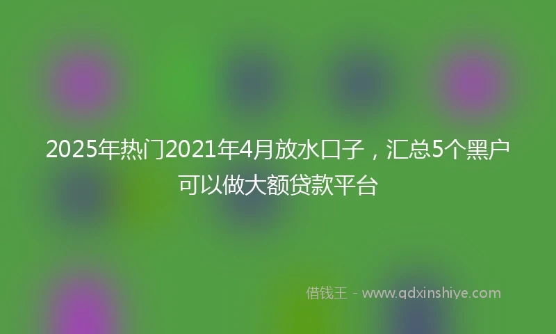 2025年热门2021年4月放水口子，汇总5个黑户可以做大额贷款平台