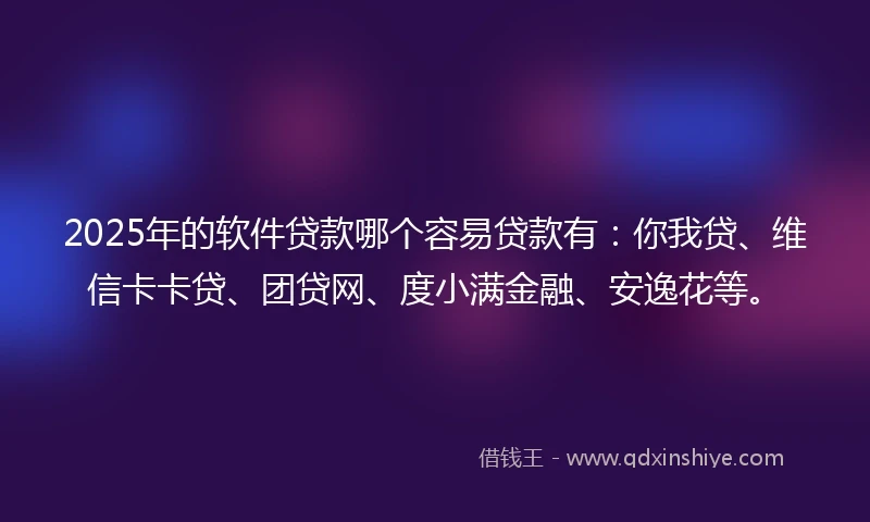 2025年的软件贷款哪个容易贷款有：你我贷、维信卡卡贷、团贷网、度小满金融、安逸花等。