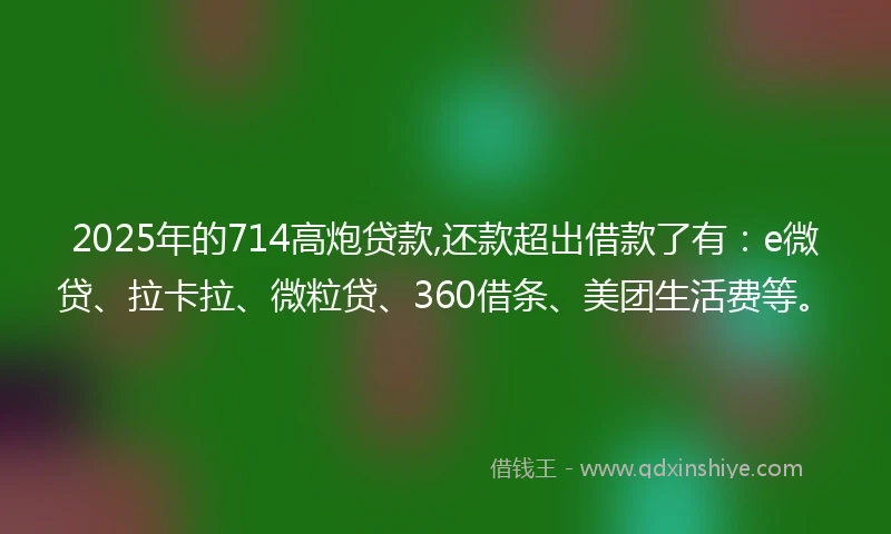 2025年的714高炮贷款,还款超出借款了有：e微贷、拉卡拉、微粒贷、360借条、美团生活费等。