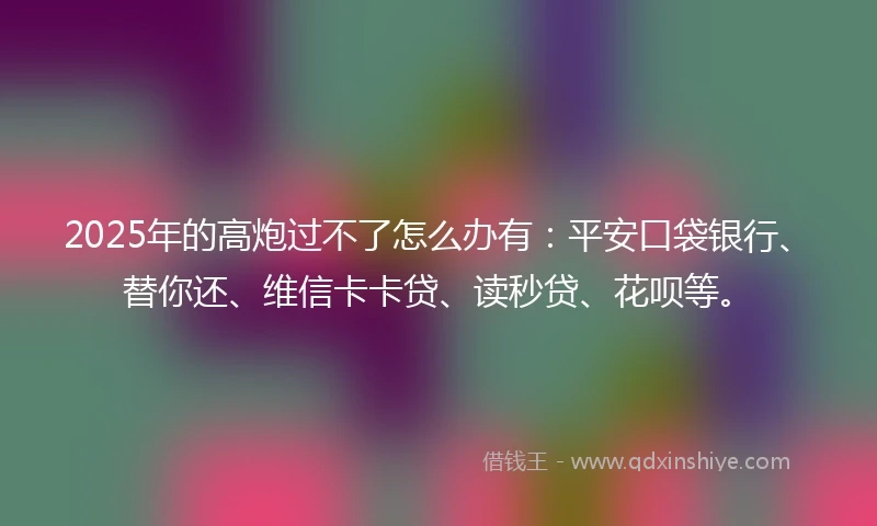 2025年的高炮过不了怎么办有：平安口袋银行、替你还、维信卡卡贷、读秒贷、花呗等。