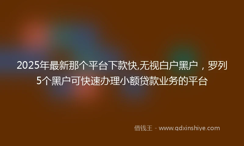 2025年最新那个平台下款快,无视白户黑户，罗列5个黑户可快速办理小额贷款业务的平台