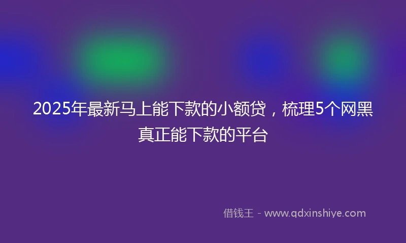 2025年最新马上能下款的小额贷，梳理5个网黑真正能下款的平台