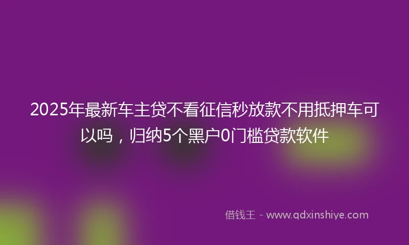 2025年最新车主贷不看征信秒放款不用抵押车可以吗，归纳5个黑户0门槛贷款软件