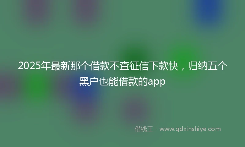 2025年最新那个借款不查征信下款快，归纳五个黑户也能借款的app