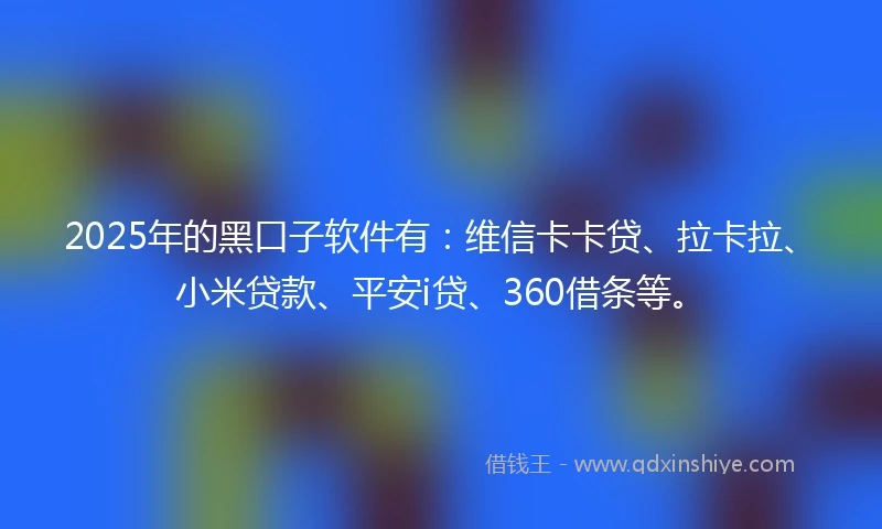 2025年的黑口子软件有：维信卡卡贷、拉卡拉、小米贷款、平安i贷、360借条等。