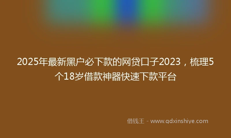 2025年最新黑户必下款的网贷口子2023，梳理5个18岁借款神器快速下款平台