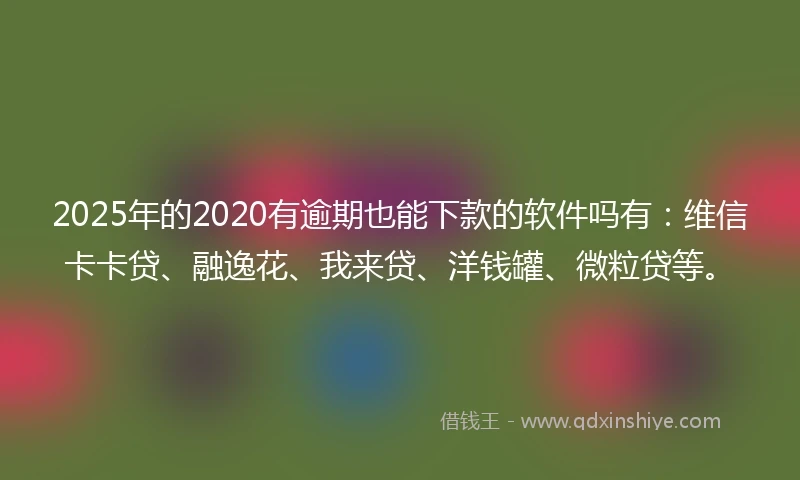 2025年的2020有逾期也能下款的软件吗有：维信卡卡贷、融逸花、我来贷、洋钱罐、微粒贷等。