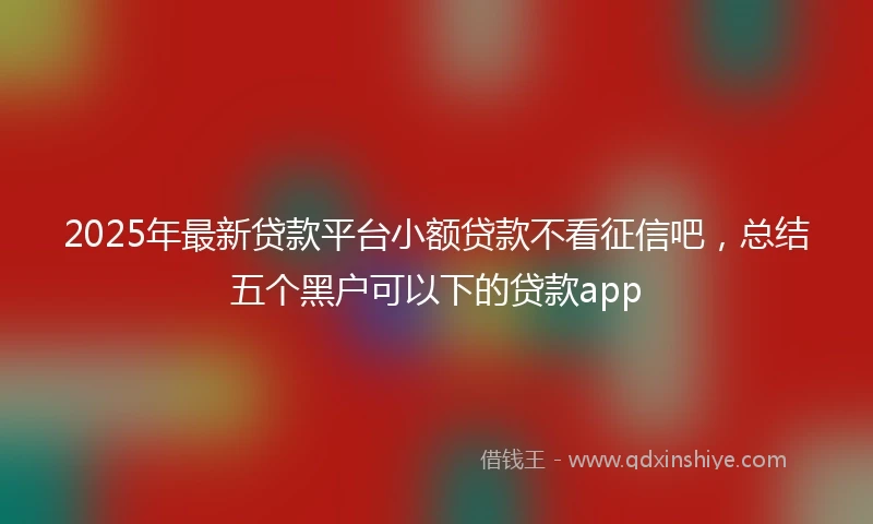 2025年最新贷款平台小额贷款不看征信吧，总结五个黑户可以下的贷款app