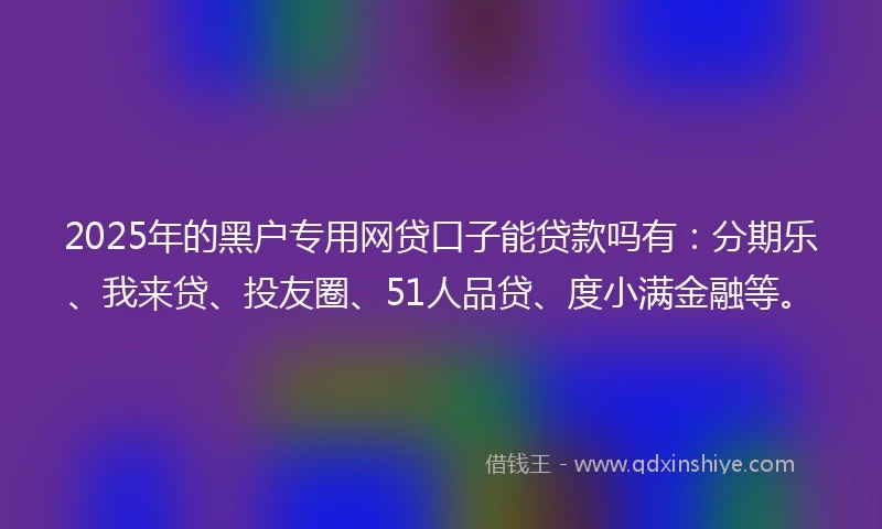 2025年的黑户专用网贷口子能贷款吗有：分期乐、我来贷、投友圈、51人品贷、度小满金融等。