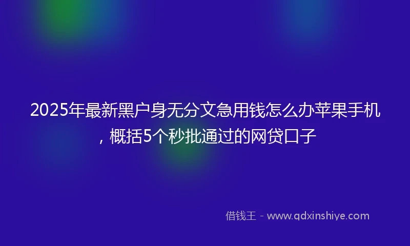 2025年最新黑户身无分文急用钱怎么办苹果手机，概括5个秒批通过的网贷口子