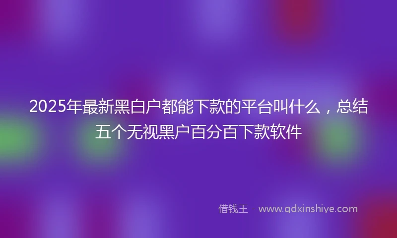 2025年最新黑白户都能下款的平台叫什么，总结五个无视黑户百分百下款软件