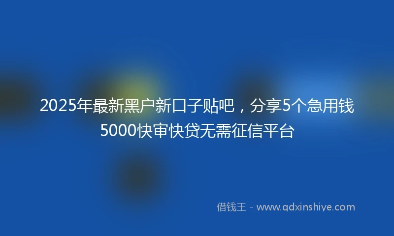 2025年最新黑户新口子贴吧，分享5个急用钱5000快审快贷无需征信平台