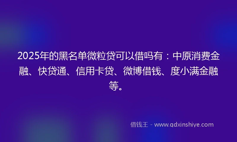 2025年的黑名单微粒贷可以借吗有：中原消费金融、快贷通、信用卡贷、微博借钱、度小满金融等。