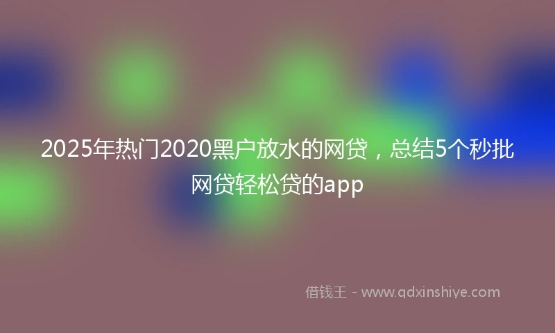 2025年热门2020黑户放水的网贷，总结5个秒批网贷轻松贷的app