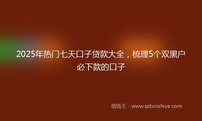 2025年热门七天口子贷款大全，梳理5个双黑户必下款的口子
