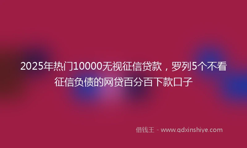 2025年热门10000无视征信贷款，罗列5个不看征信负债的网贷百分百下款口子