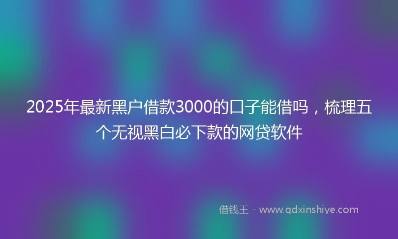 2025年最新黑户借款3000的口子能借吗，梳理五个无视黑白必下款的网贷软件
