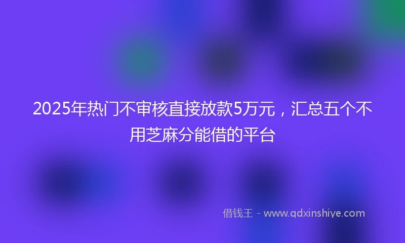 2025年热门不审核直接放款5万元，汇总五个不用芝麻分能借的平台
