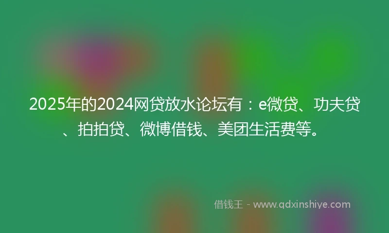 2025年的2024网贷放水论坛有：e微贷、功夫贷、拍拍贷、微博借钱、美团生活费等。