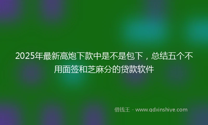 2025年最新高炮下款中是不是包下，总结五个不用面签和芝麻分的贷款软件