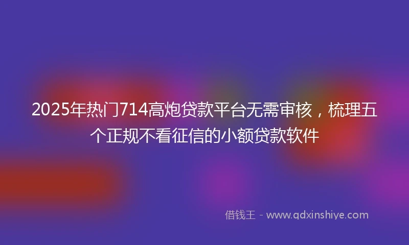 2025年热门714高炮贷款平台无需审核，梳理五个正规不看征信的小额贷款软件