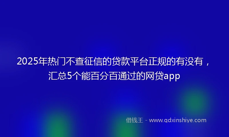 2025年热门不查征信的贷款平台正规的有没有，汇总5个能百分百通过的网贷app