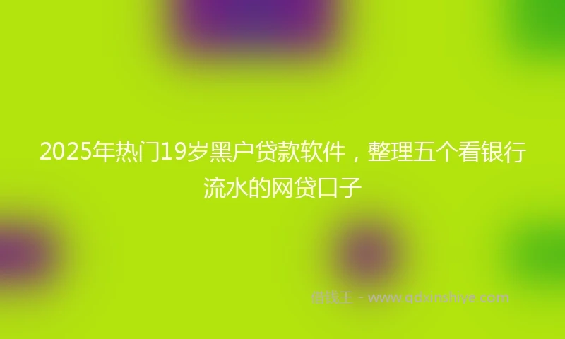 2025年热门19岁黑户贷款软件，整理五个看银行流水的网贷口子