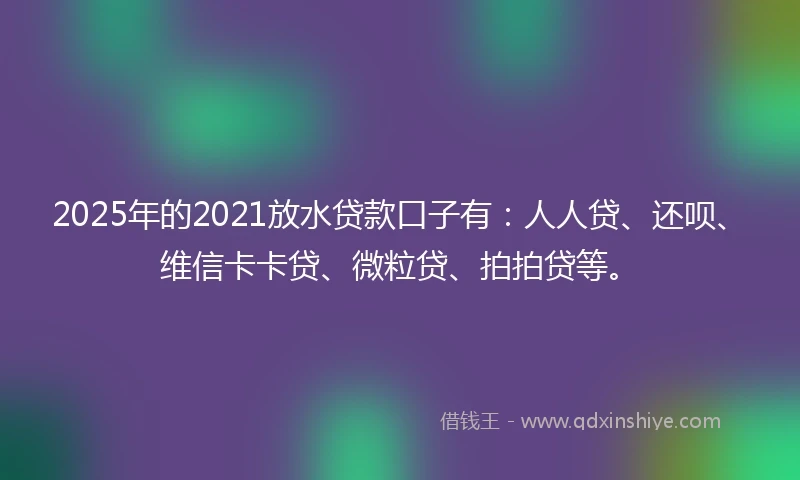 2025年的2021放水贷款口子有：人人贷、还呗、维信卡卡贷、微粒贷、拍拍贷等。