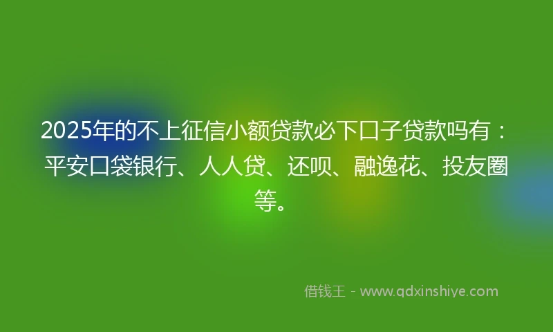 2025年的不上征信小额贷款必下口子贷款吗有：平安口袋银行、人人贷、还呗、融逸花、投友圈等。