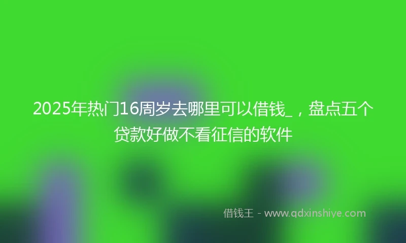 2025年热门16周岁去哪里可以借钱_，盘点五个贷款好做不看征信的软件