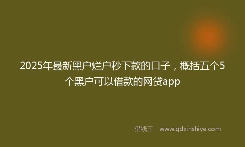 2025年最新黑户烂户秒下款的口子，概括五个5个黑户可以借款的网贷app