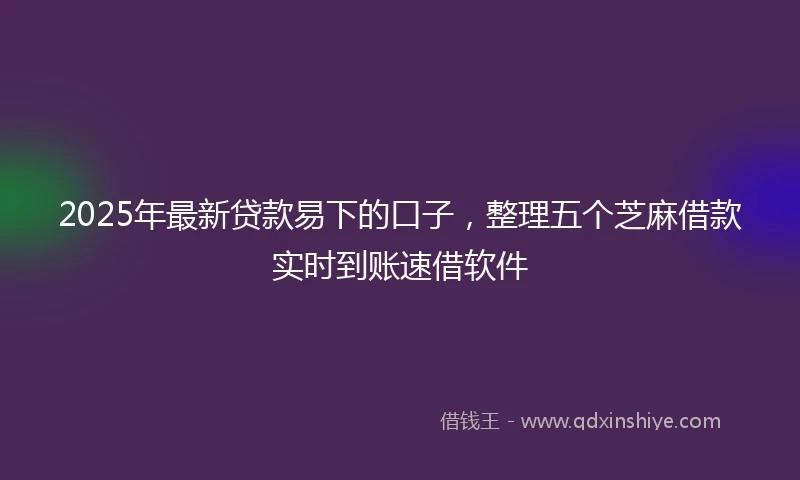 2025年最新贷款易下的口子，整理五个芝麻借款实时到账速借软件
